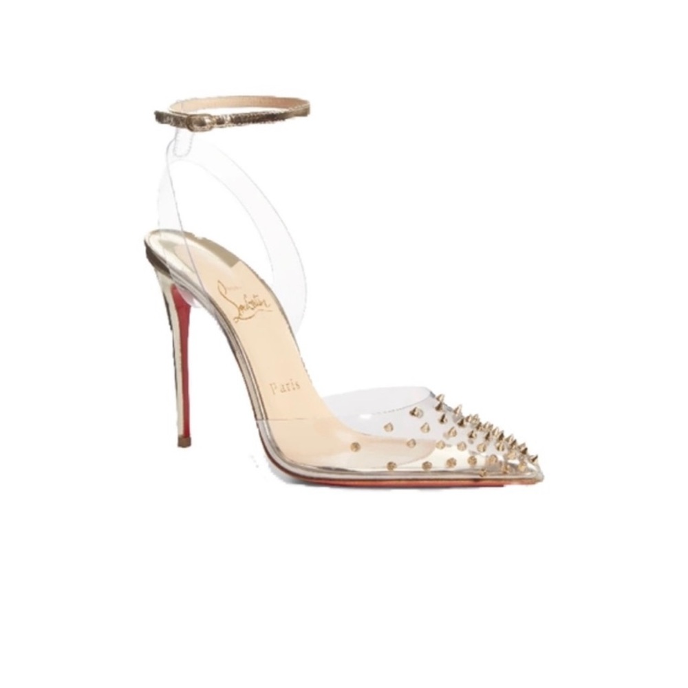 NEW Christian Louboutin clear studded pointy heels